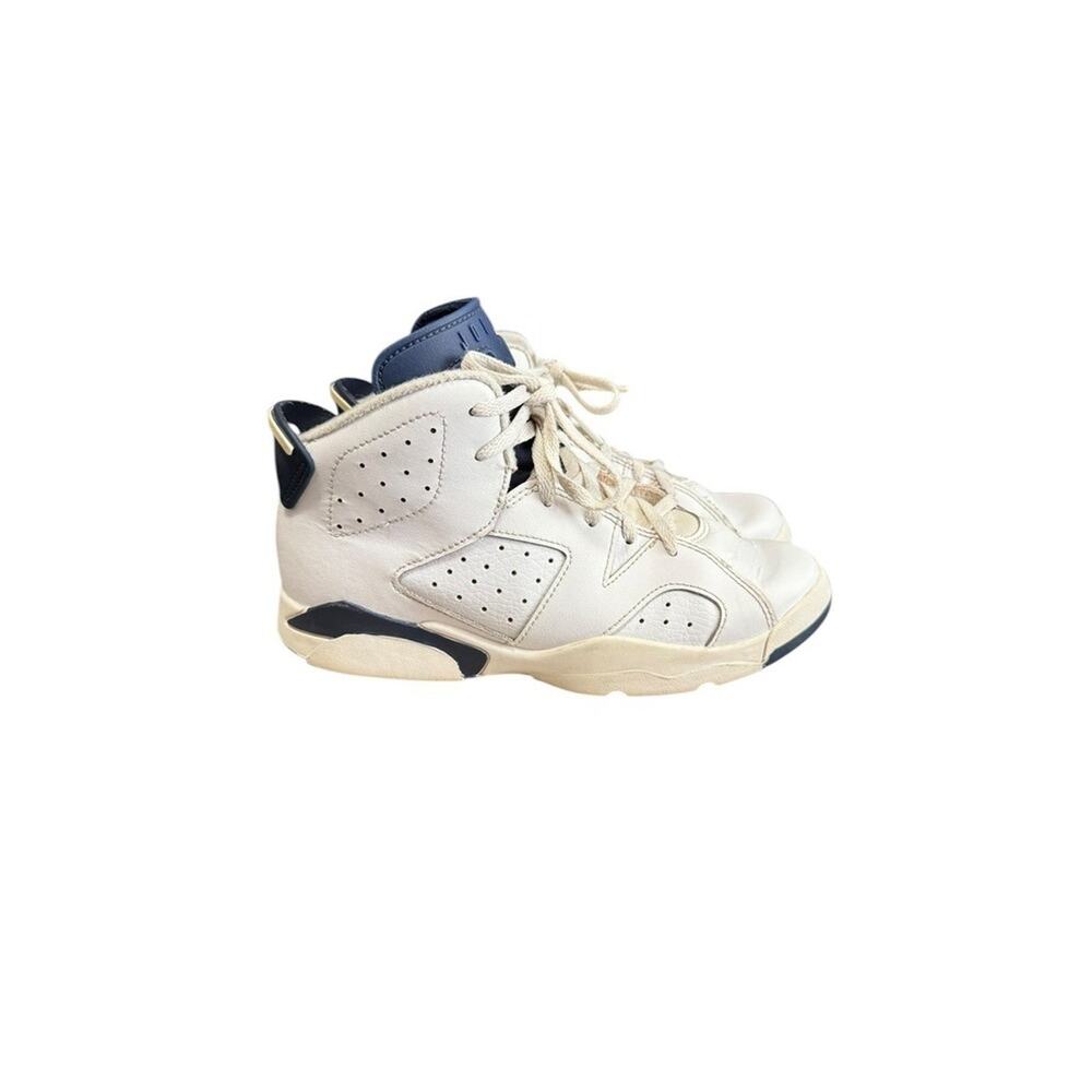 Jordan 6 Retro Midnight Navy 2022 White Navy Blue Kids Sneakers 384666-141 SZ 3Y